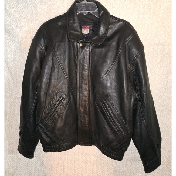 Flight Mode Other - Vintage J Park Collection Black Leather Bomber Jacket - Size‎ L